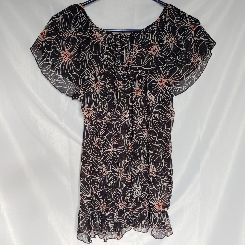 Speechless Sheer Floral Blouse Top Shirt